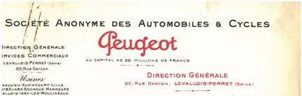 Entête de courrier de Peugeot