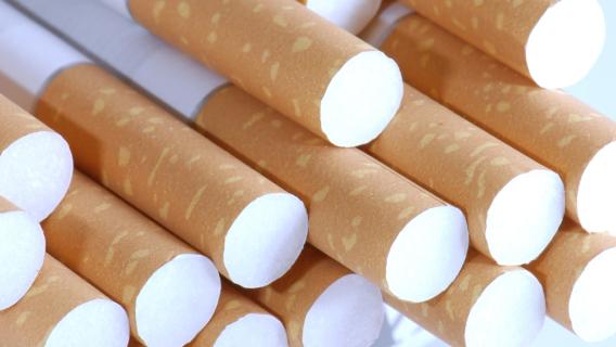  gros plan sur un ensemble de cigarettes neuves, disposées de manière serrée et orientées de façon à ce que l’on voie l’extrémité avec le filtre blanc et le papier brun clair tacheté caractéristique.