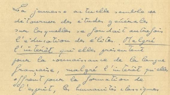 Extrait de la copie d'André Postel-Vinay au concours 1938 de l'inspection générale des finances