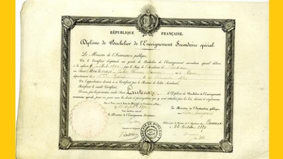 Dipl&ocirc;me de bachelier de l'enseignement secondaire sp&eacute;cial, 1890
