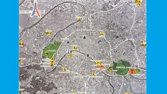Plan d'implantation des sites pour le projet de Jeux Olympiques Paris 1992