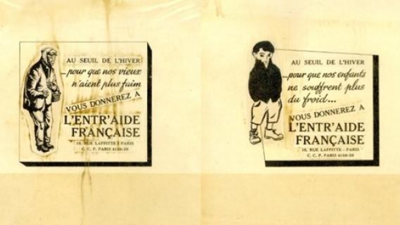 Affiche montrant un viellard et un enfant