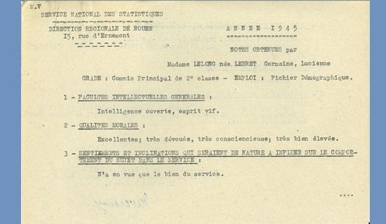 Fiche de notation (1945)
